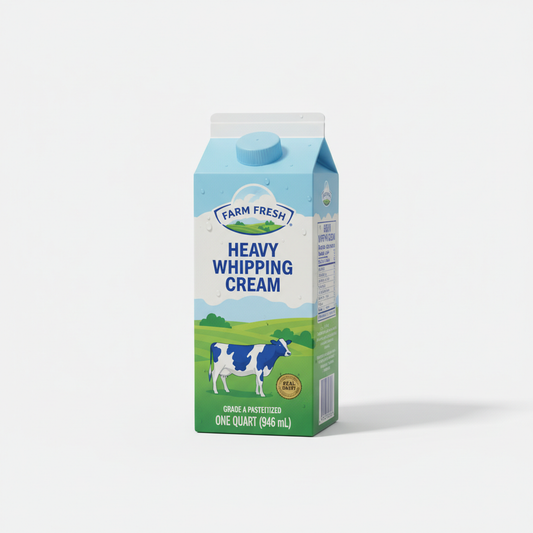 Fresh heavy whipping cream carton